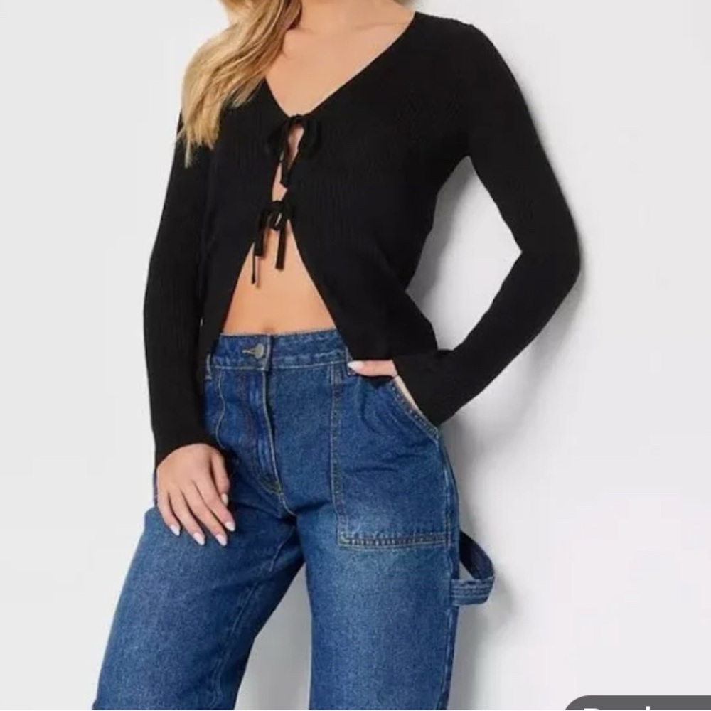 American Eagle Outfitters Black Ribbed Top Size s